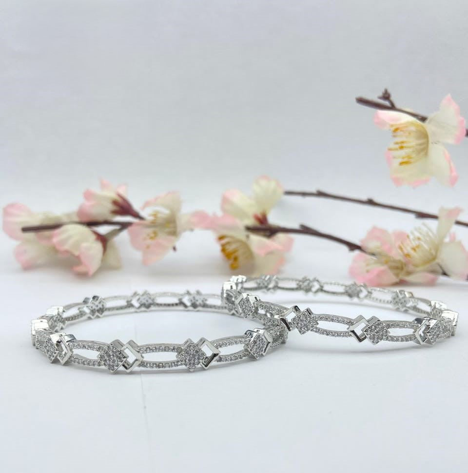 Sparkling Silver Bangle Set - TA1889R