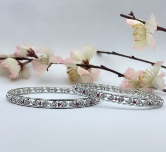 Ruby Romance: Silver Bangle Set - TA1891R