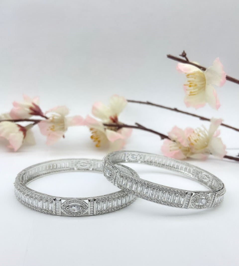 Classic Elegance: Silver Bangle Set - TA1899R