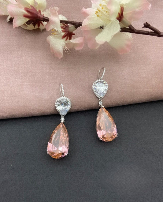 Dark Orange Pear Diamond Earings - TA24736R