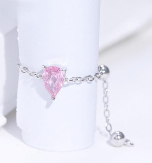 Pink Pear Diamond Chain Ring - TA32346R